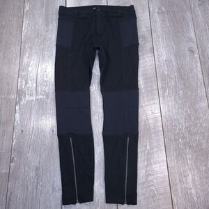 Athleta Trailsetter Leggings Womens 10 Black Quilted Knee Ankle Zip Active Pants